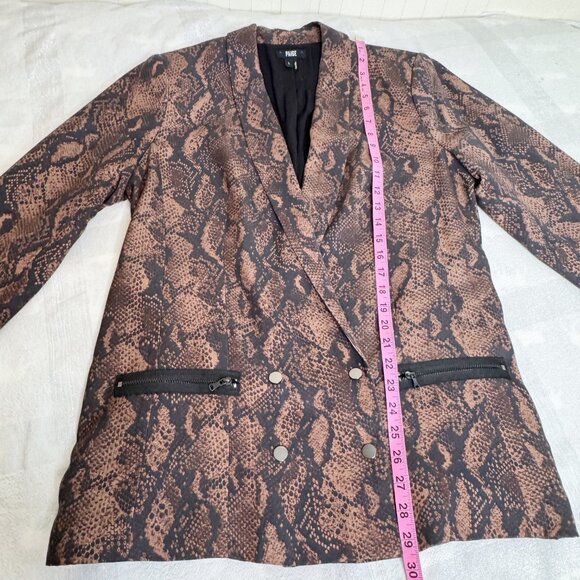 PAIGE Karissa Snake Print Blazer Brown Black Double-Breasted Size L - Picture 7 of 16